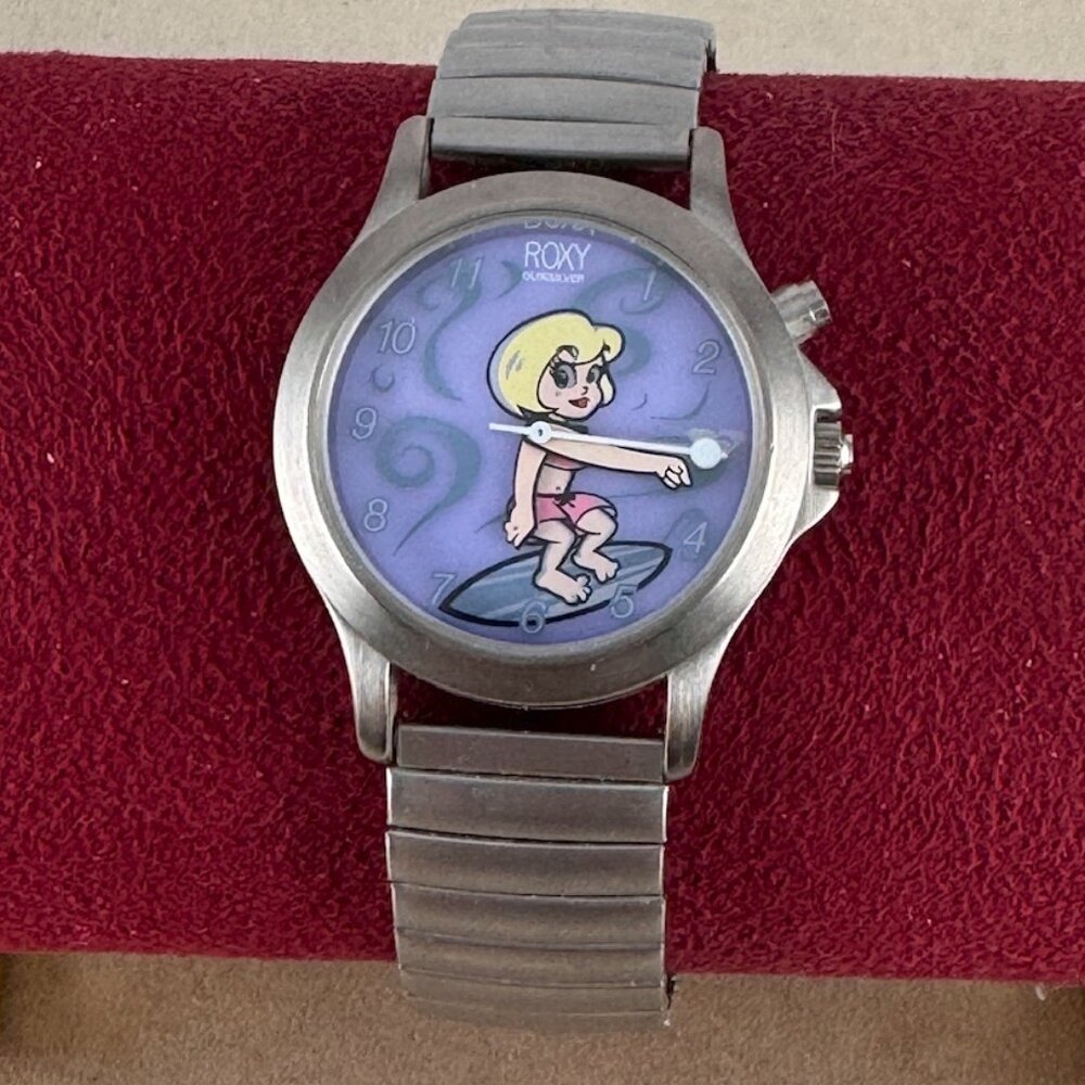 Vintage Roxy Watch By Quicksilver Surfer Girl arms are Hour and Minute Hands